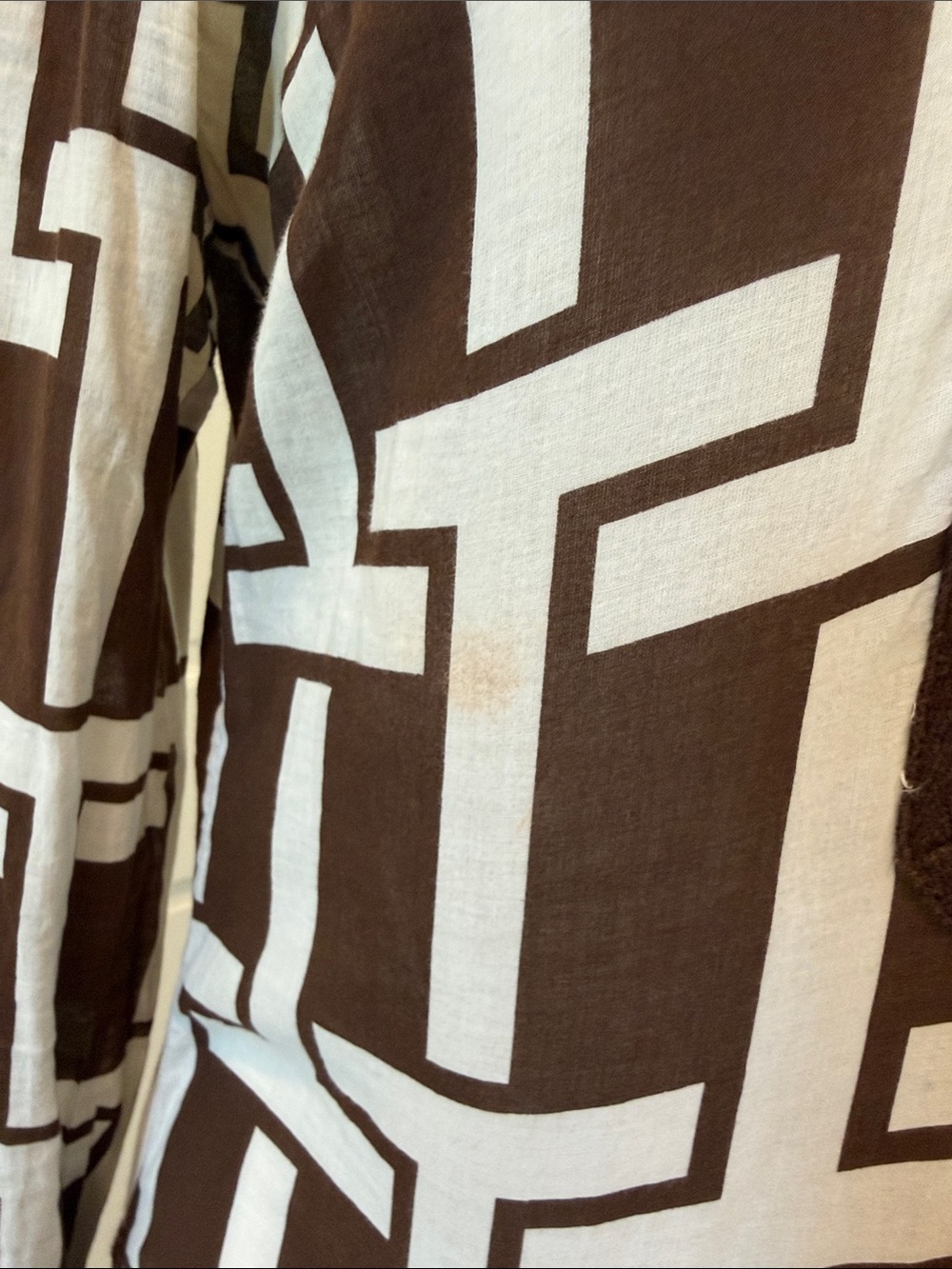 Tory Burch Brown and White Geometric V-Neck Tunic - Picture 5 of 8